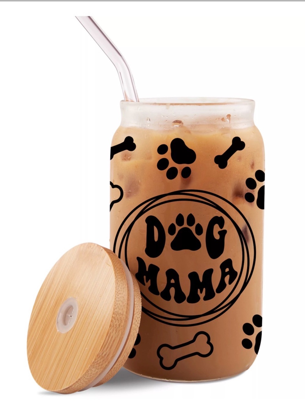 Brand New-Nifty 16-oz. Dog Mom Glass and Straw